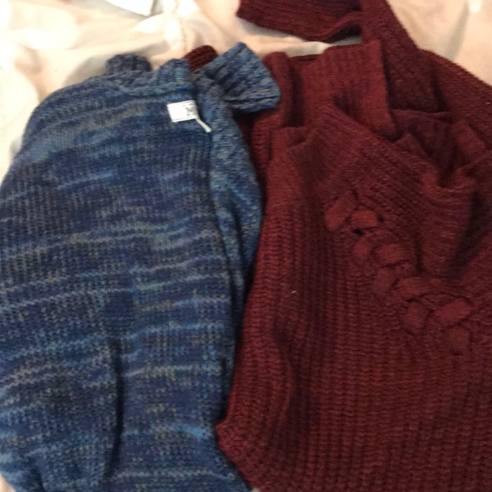 sweaters (maroon and blue)